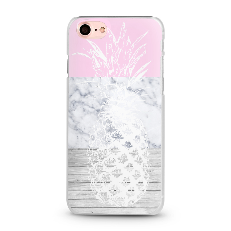 LYX Skal för iPhone 7 - Ananas med Marmor & Trämönster Rosa